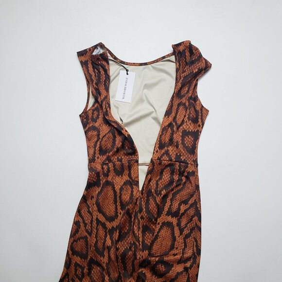 WeWoreWhat Muscle Tank Mini Dress Snake Print XS Cider A-Line Fitted Crewneck - Picture 15 of 16